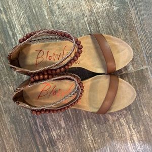 Blowfish Wedge Back ZIp Ankle Sandals